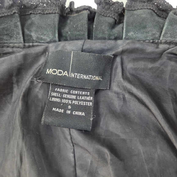 Vintage Y2K Black Leather Jacket Womens Small Ruffle Whimsygoth Romance Coquette - Picture 11 of 12